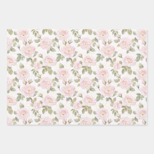 Rode Roze Witte Rozen Bloemrijke Bruids Bruiloft Inpakpapier Vel (Voorkant 3)