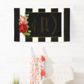 Rode roze, zwart, witte en gouden streep - spandoek (Insitu)