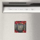 Rode rozen 100e verjaardag sparen de Datum Magneet (Insitu (Vaatwasser))
