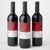 Rode rozen. 40e bruiloft Jubileum Wijn Etiket (Flessen)