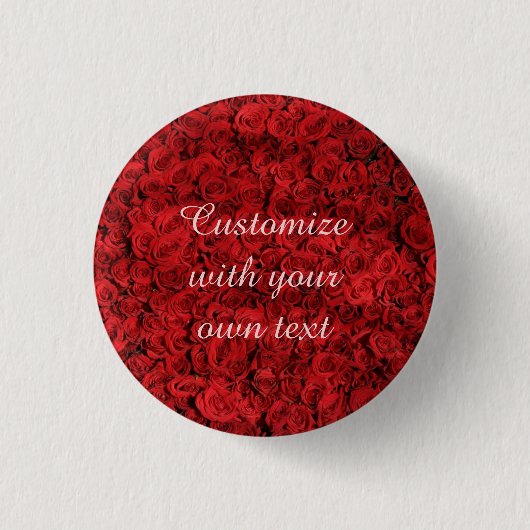 Rode Rozen Aangepaste Tekst Ronde Button 3,2 Cm (Voorkant)