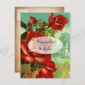 rode rozen aankondigingskaart (Voorkant / Achterkant)