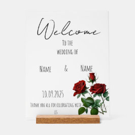 Rode rozen acryl bruiloft teken acryl bord