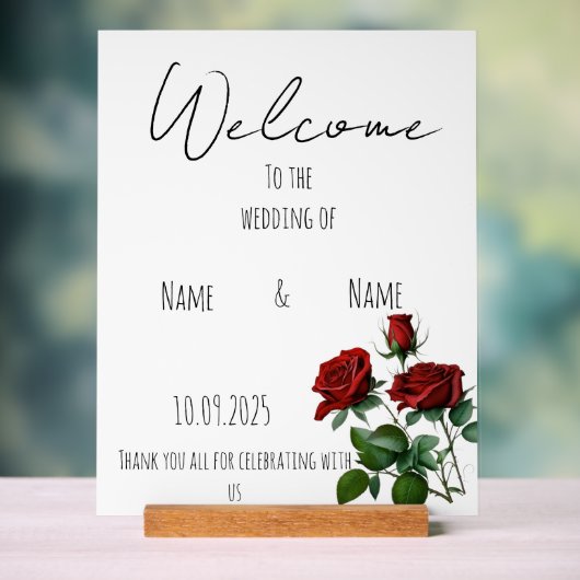 Rode rozen acryl bruiloft teken acryl bord (Neutraal)
