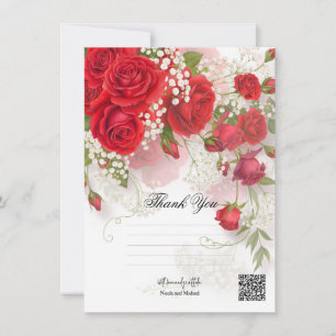 Rode Rozen & Baby's Adem Elegante Bloemige Trouw Kaart