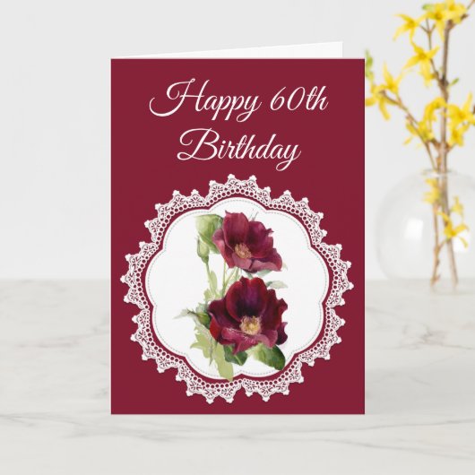 Rode Rozen Bloem 60ste Verjaardag Custom Kaart (Gele Bloem)