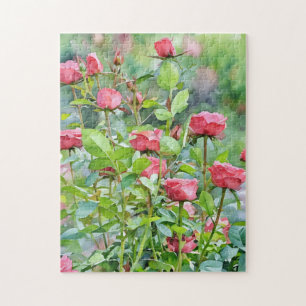 Rode Rozen Bloemen Bloemstuk Tuin Kunst Puzzel