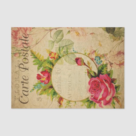 rode rozen bloemen Franse Tissuepapier (Voorkant)