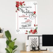  Rode Rozen Bloemen Huwelijk Welkom Poster (Thuiskantoor)