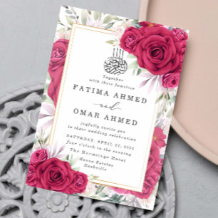 Rode Rozen Bloemen Islamitische Moslim Bruiloft Kaart