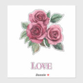 Rode Rozen Bloemen Liefde Trouwen Sticker (Vel)