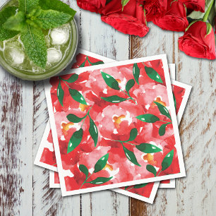 Rode Rozen Bloemen Papier Cocktail Servet