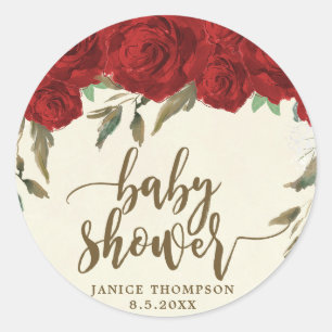 rode rozen bloemenbaby shower sticker gunsten