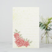  rode rozen bloemenbriefpapier briefpapier (Staand voorkant)