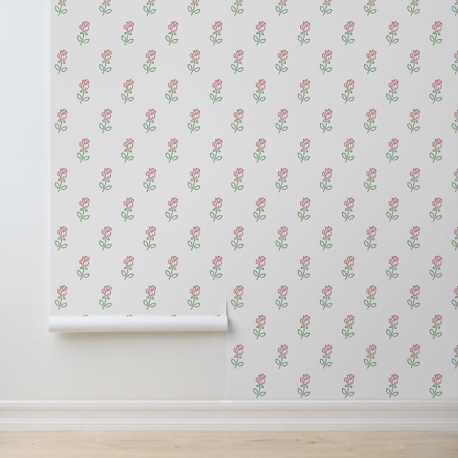 Rode rozen, bloemenmotief, Rozen Behang (Applicatie)