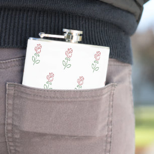 Rode rozen, bloemenmotief, Rozen Heupfles