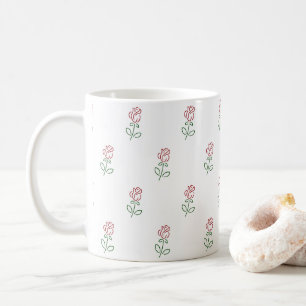 Rode rozen, bloemenmotief, Rozen Koffiemok