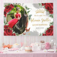 Rode Rozen Bloemenvlinders Quinceañera Foto