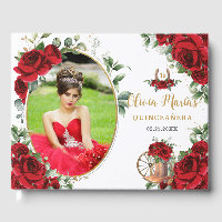 Rode Rozen Bloemige Charro Laarzen Quinceanera Fot