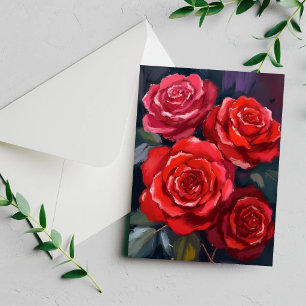 Rode Rozen Bloemschildering met Waterverf Bloemenk