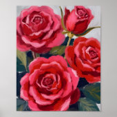 Rode Rozen Bloemschildering Poster (Voorkant)
