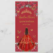 Rode Rozen Bloemstuk Quinceañera Bruine Prinses Me Programma (Achterkant)