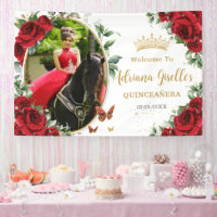 Rode Rozen Bloemvlinders Quinceañera Foto