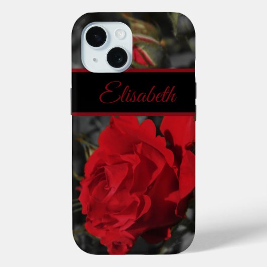 rode rozen bloom scroll op donkergrijs Case-Mate iPhone case (Achterkant)