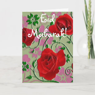 Rode rozen boeket Eid Mubarak Kaart