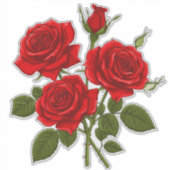 Rode Rozen Boeket Sticker (Voorkant)