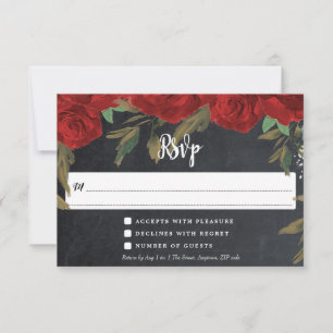 rode rozen boho bloem bruiloft rsvp antwoordkaart kaartje