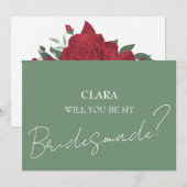 Rode Rozen Boho Bruidsjurk gemaakt Kaart (Voorkant / Achterkant)