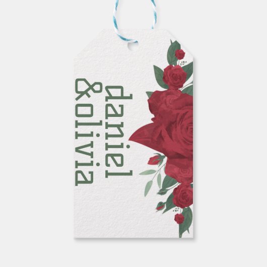 Rode Rozen Boho bruiloft Cadeaulabel (Achterkant)