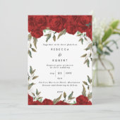 rode rozen boho moderne huwelijksuitnodiging kaart (Staand voorkant)