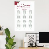 Rode Rozen Boho Wedding Seating Charts Poster (Thuiskantoor)