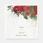 Rode Rozen Border Bloemen Bruiloft Servet (Voorkant)