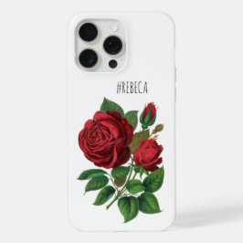  rode rozen botanische illustratienaam chic iPhone 15 pro max hoesje
