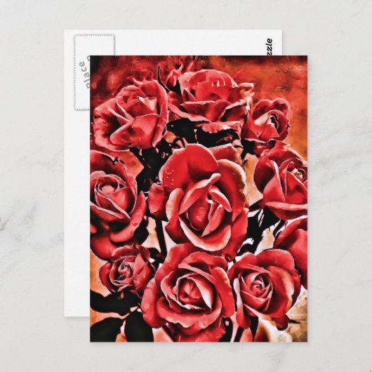 Rode rozen briefkaart (Voorkant / Achterkant)