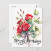   rode rozen briefkaart (Voorkant / Achterkant)