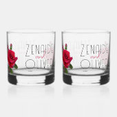 Rode Rozen Bruid en bruidegom Bruiloft Glaswerk Whisky Glas (Achterkant)