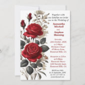 rode rozen bruiloft kaart (Voorkant)