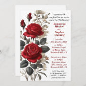  rode rozen bruiloft kaart (Voorkant / Achterkant)