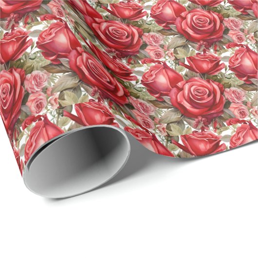 Rode Rozen Cadeaupapier (Rol Hoek)