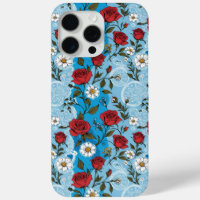 Rode Rozen Daisies en Kant Lichtblauw