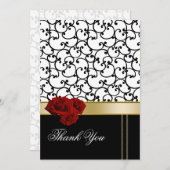 rode rozen damast Bedankt Card (Voorkant / Achterkant)