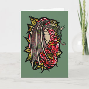 Rode Rozen Draak Kunst Kaart