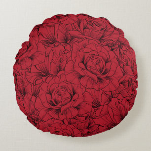 rode rozen elegantie rond kussen