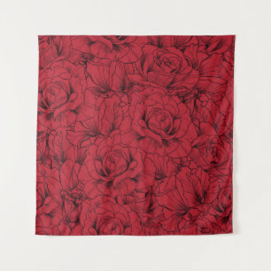 rode rozen elegantie wandkleed