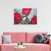 Rode rozen en bladmuziek canvas afdruk (Insitu (Woonkamer))
