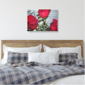 Rode rozen en bladmuziek canvas afdruk (Insitu (Slaapkamer))